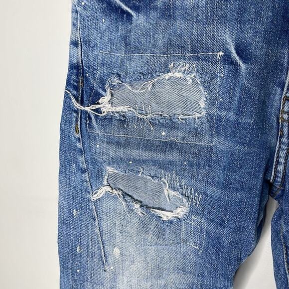 ZARA Light to Medium Wash Distressed Splattered Cotton Poly Blend Jeans Size 29 - Picture 4 of 9